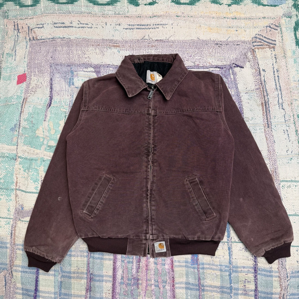 Carhartt Santa Fe Jacket Quilt Lined Youth Large Y02 BRG Burgundy Distressed